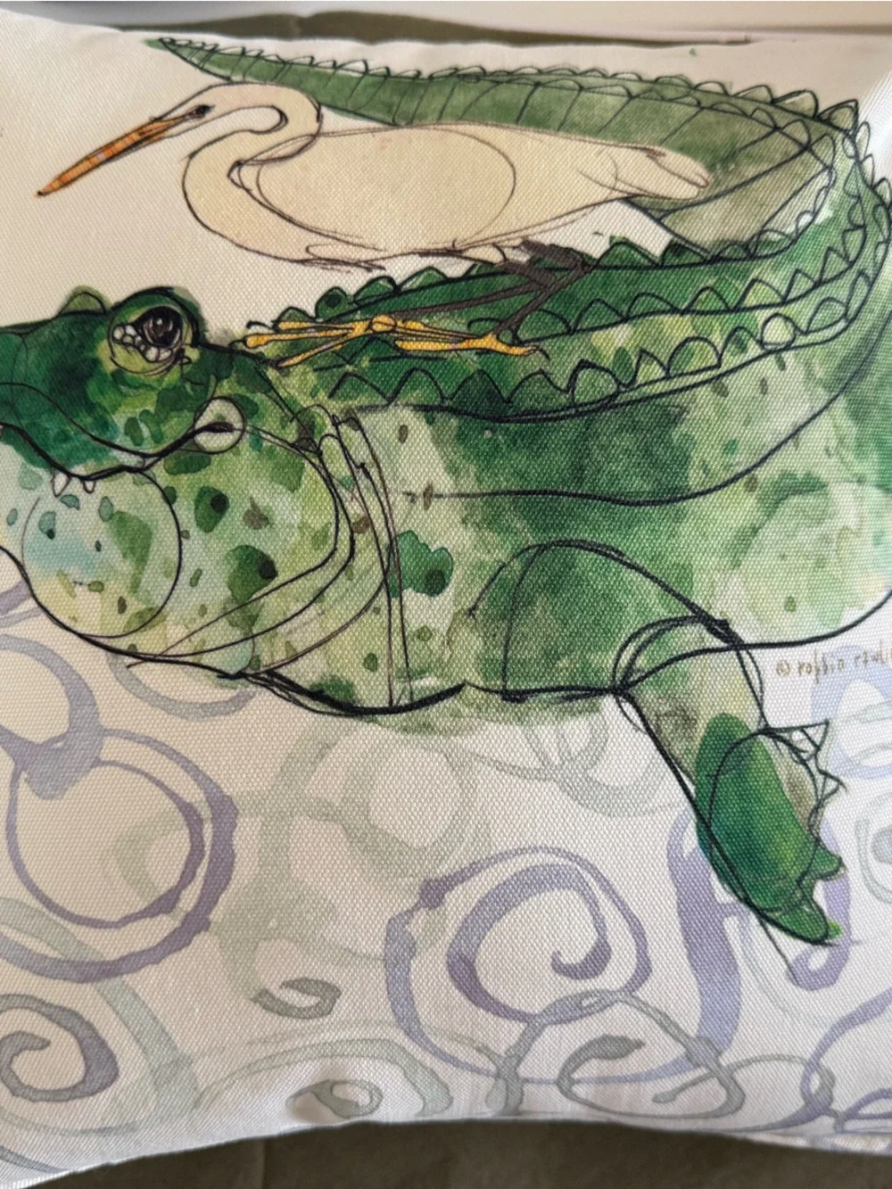 Decorative Reptile Pillow Cover in Green by